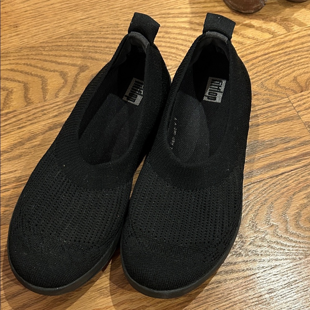 Black Knit Slip-On Shoes